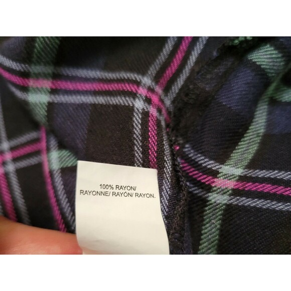 Lucky Brand Henley Popover Rayon Tunic top Plus 2XL Green Plaid Blue Black Prep - Picture 9 of 12